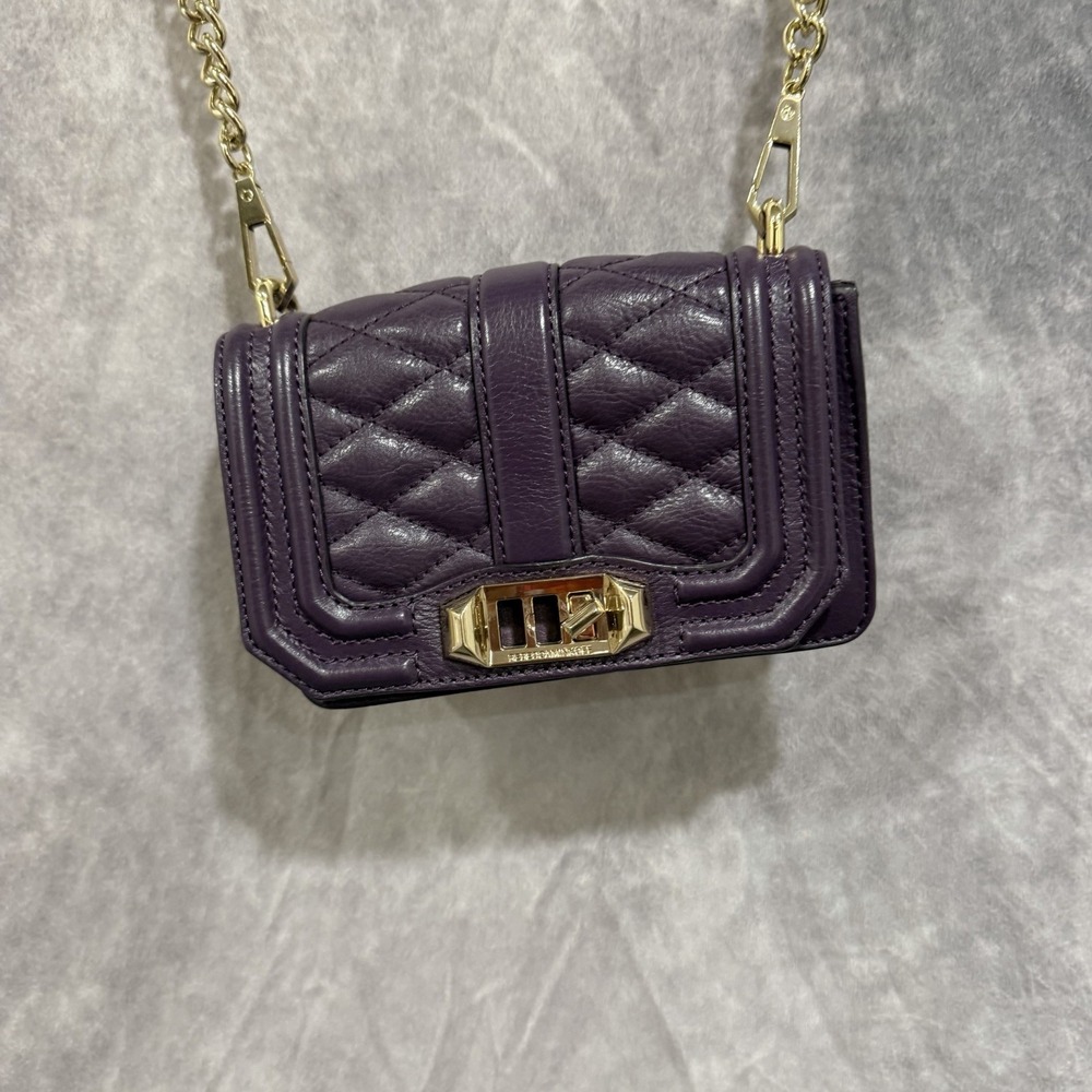 Rebecca Minkoff‎ Crossbody Bag Womens Medium Purple Leather Quilted Chain